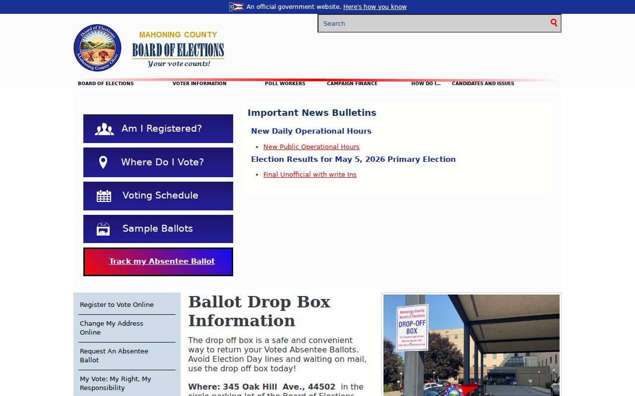 Austintown Township residents directory Mahoning County voter lookup page