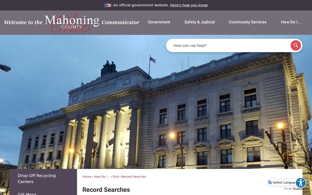 Austintown Township residents directory Mahoning County record searches hub