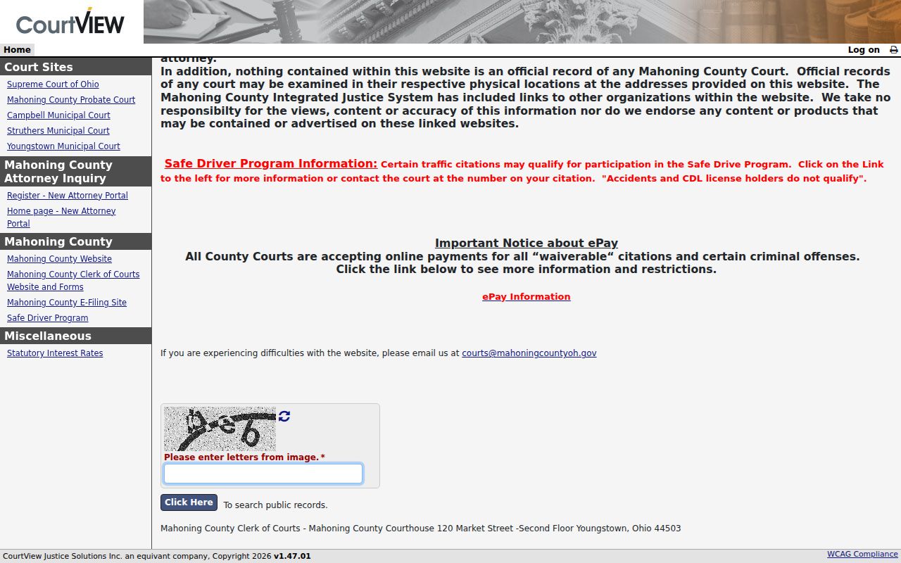 Austintown Township residents directory Mahoning eCourts case search