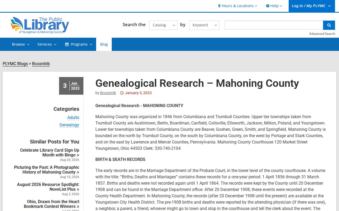 Austintown Township city directory genealogy resources for historical residents research