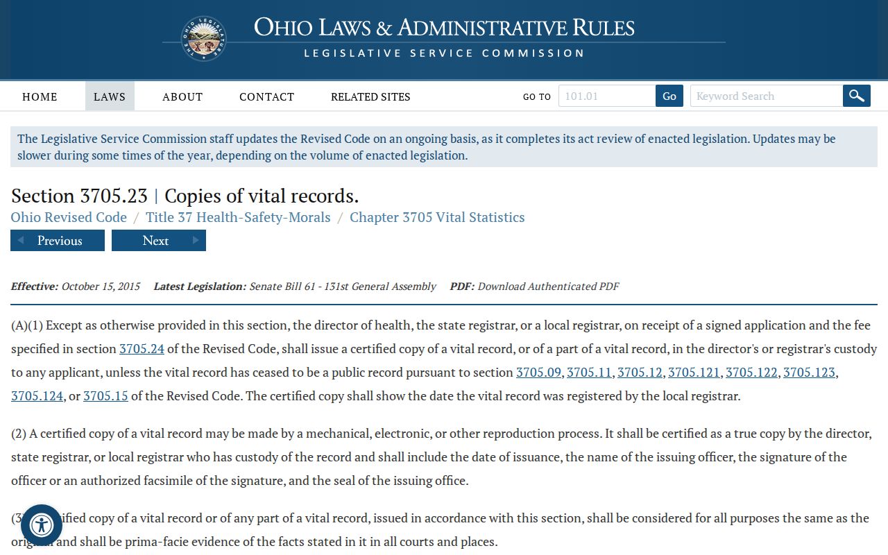 Austintown Township previous residents vital-record copy law for household history research
